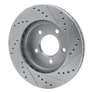 Chrysler LHS Brake Rotor (1) - Front Left - R1 Concepts - Drilled & Slotted - Silver - `98-`00